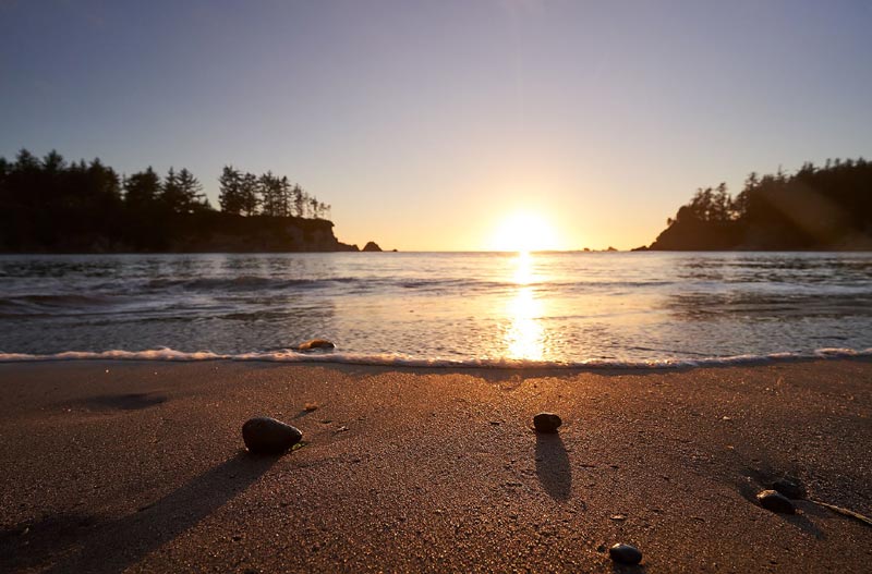 Coos Bay waterfront at sunset